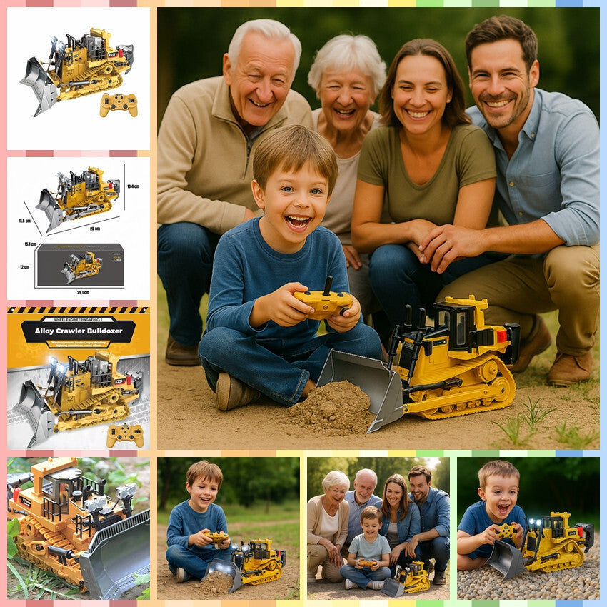 Remote Control Bulldozer Truck Tipper Loader Light & Sound RC Toy Boys Gift