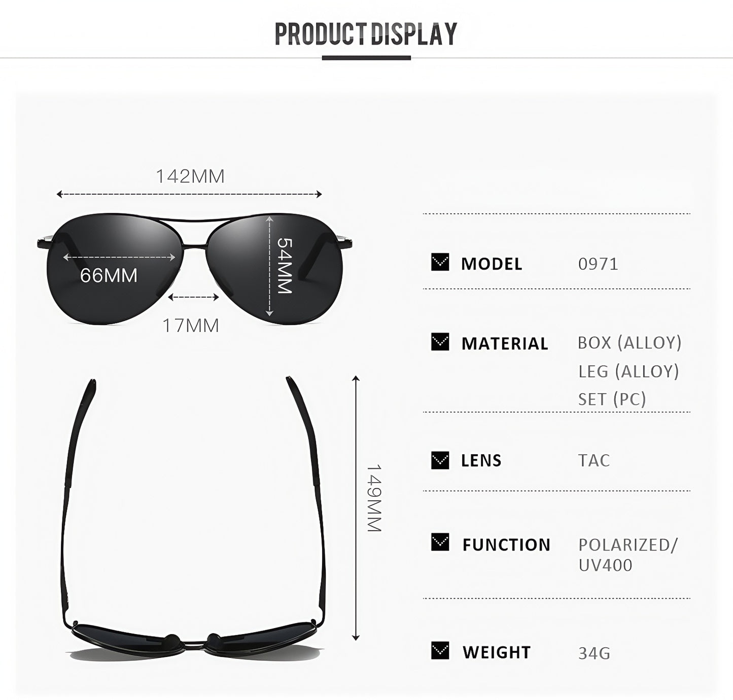 Men’s Polarized Aviator Sunglasses UV400 Metal Driving Outdoor Sports Daily Wear # 0971
