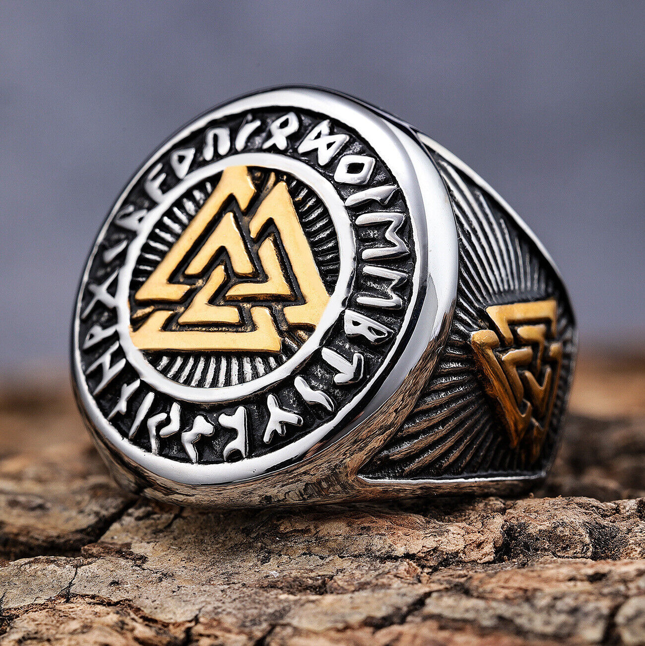 Men's Viking Valknut Ring Norse Runes Bravery Eternal Life Warrior's Spirit Band R273