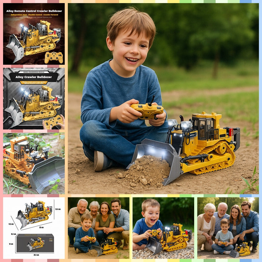 Remote Control Bulldozer Truck Tipper Loader Light & Sound RC Toy Boys Gift