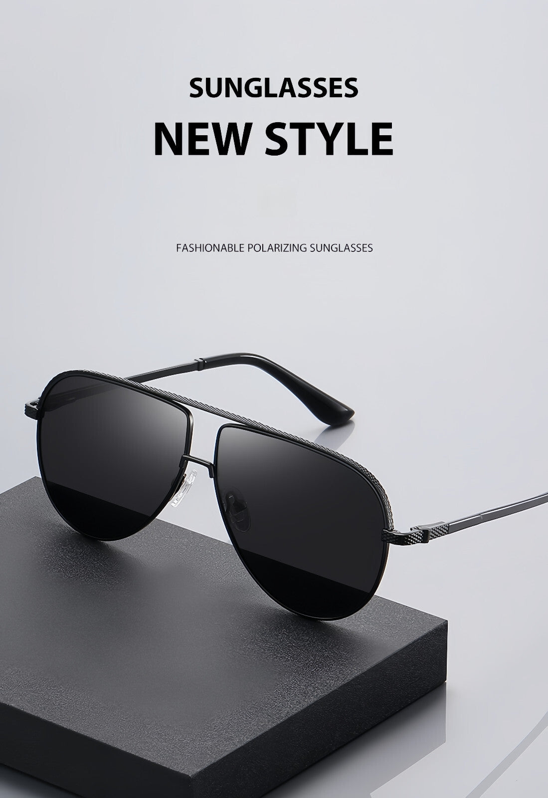 Men Flexible Temples Polarized Aviator Double Beam Anti-Glare Driving Sunglasses # JS8540