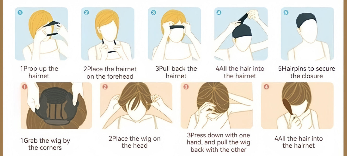 Women Breathable Natural Wavy Bob Wig with Highlight Windproof Stylish Synthetic Hair # 1009