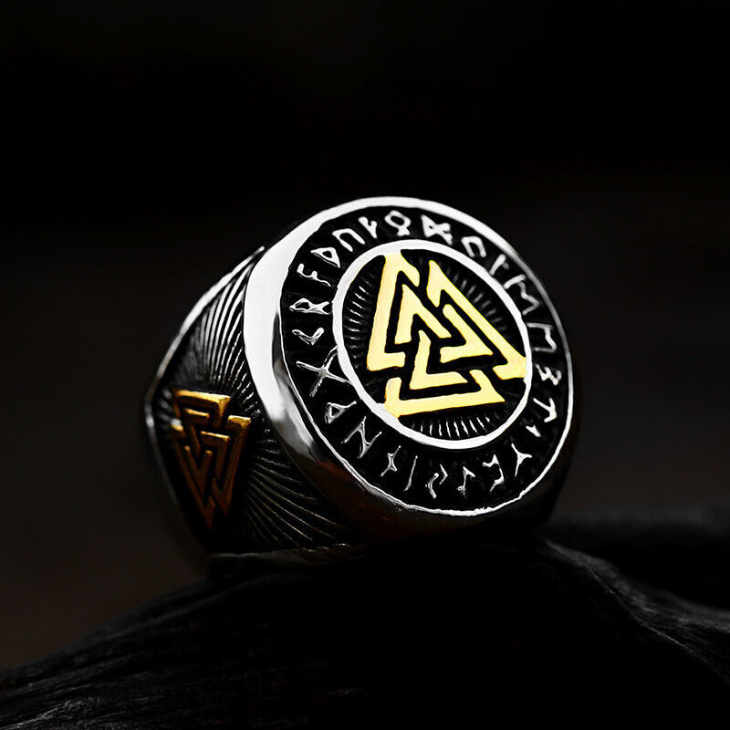Men's Viking Valknut Ring Norse Runes Bravery Eternal Life Warrior's Spirit Band R273