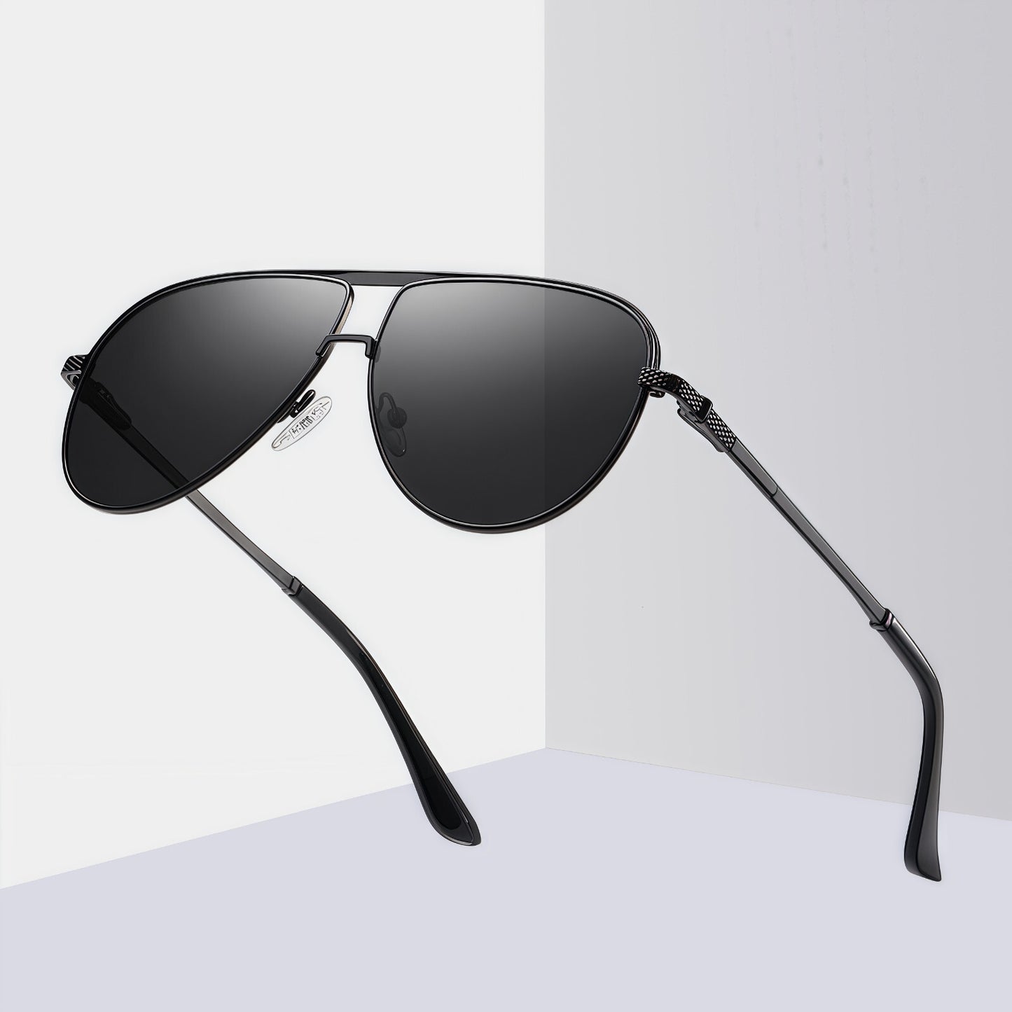 Men Flexible Temples Polarized Aviator Double Beam Anti-Glare Driving Sunglasses # JS8540