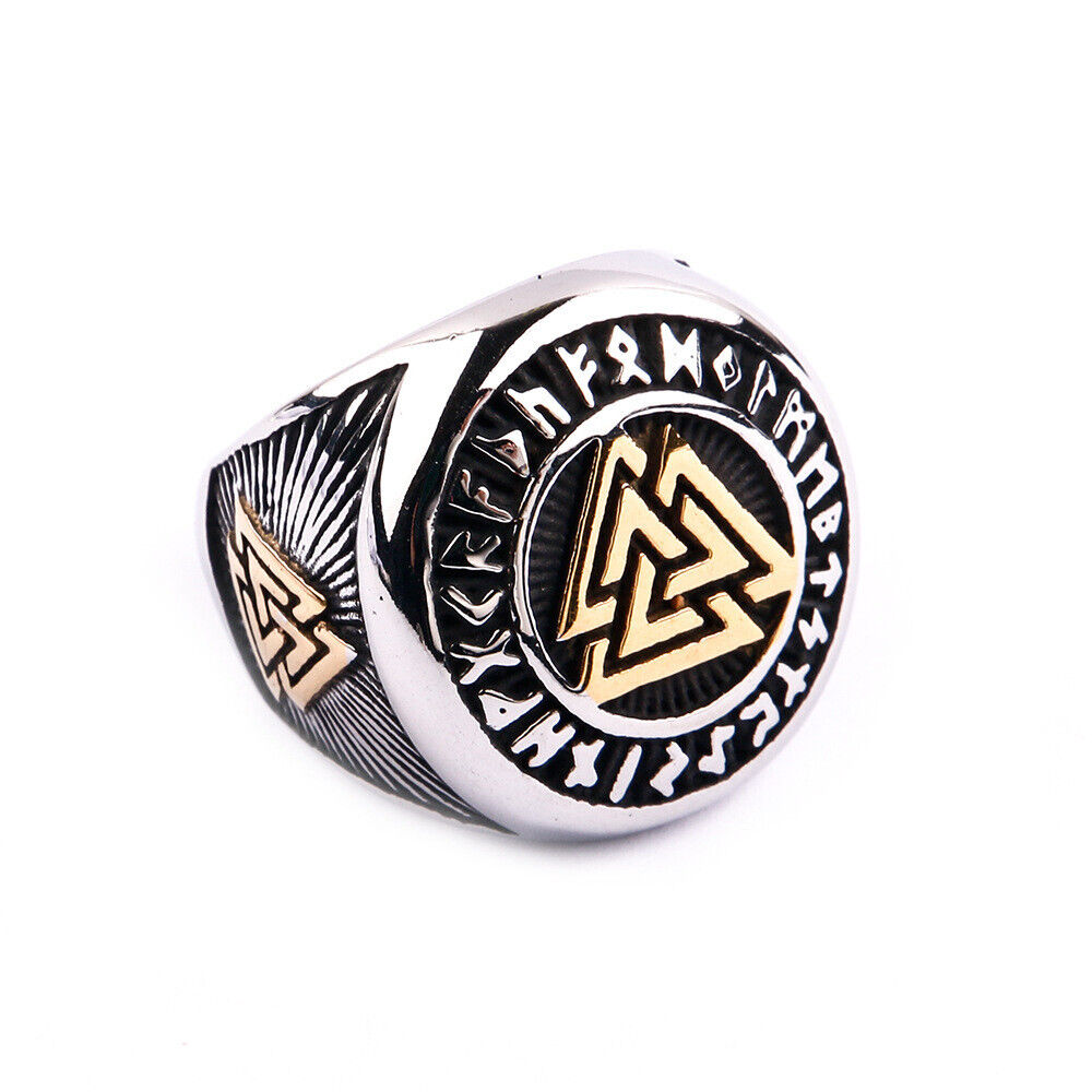 Men's Viking Valknut Ring Norse Runes Bravery Eternal Life Warrior's Spirit Band R273