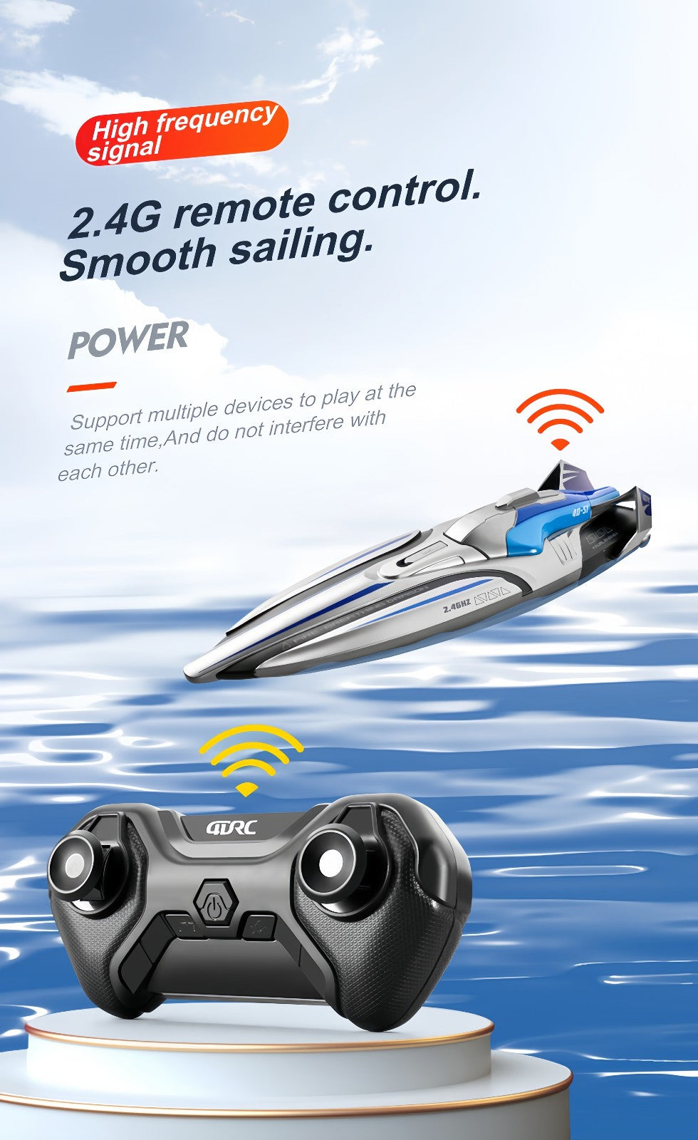 2.4GHz Waterproof S1 Long Range Wireless Remote Control High Speed Boat Toy Gift
