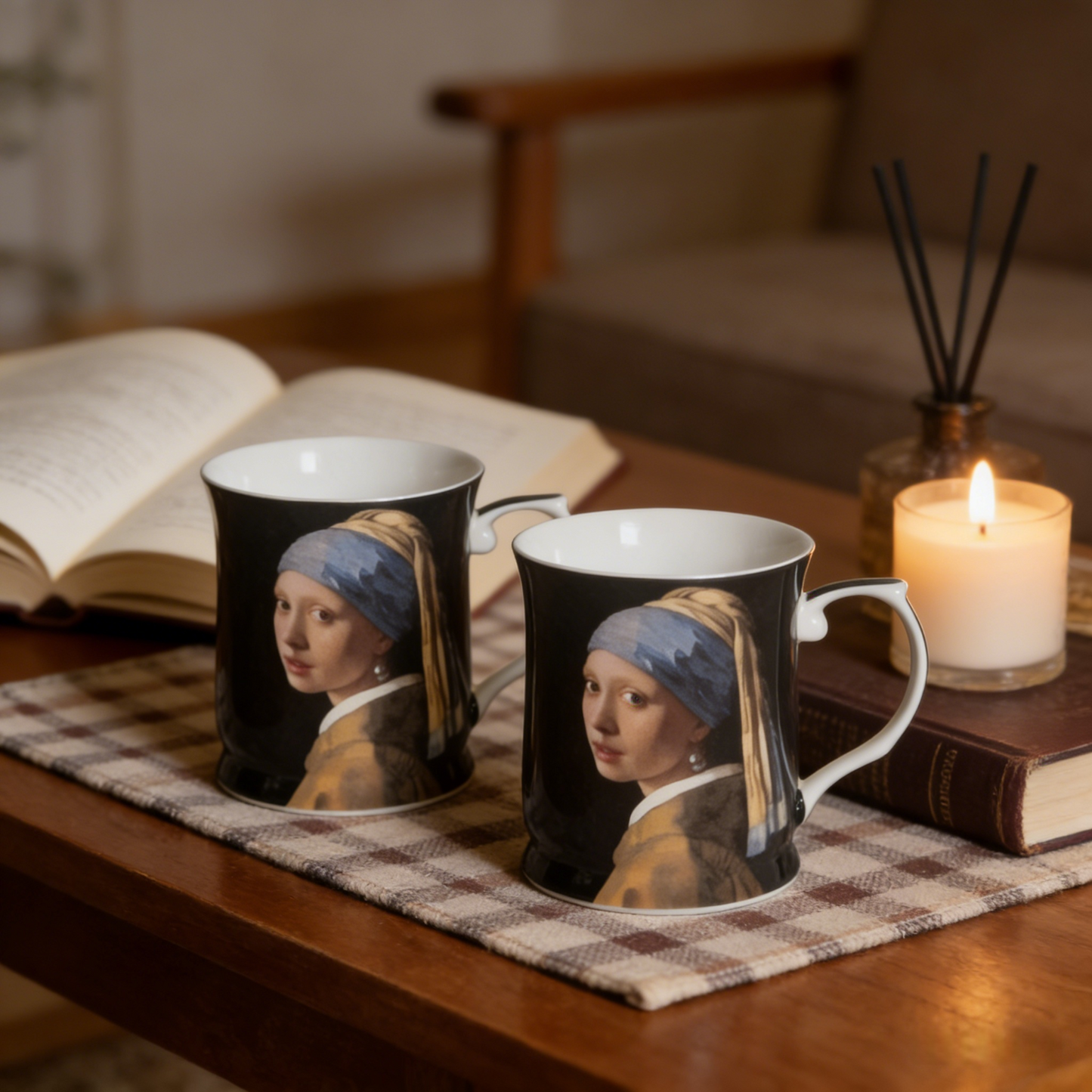 415cc Fine Porcelain Art Mug Classic Masterpiece Style Coffee Tea Cup Decor Gift # CW1696