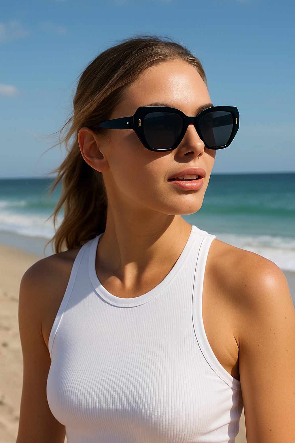 Women's Polarized Sunglasses Square Retro Rivet UV400 Anti-Glare Outdoor Driving # BC9103
