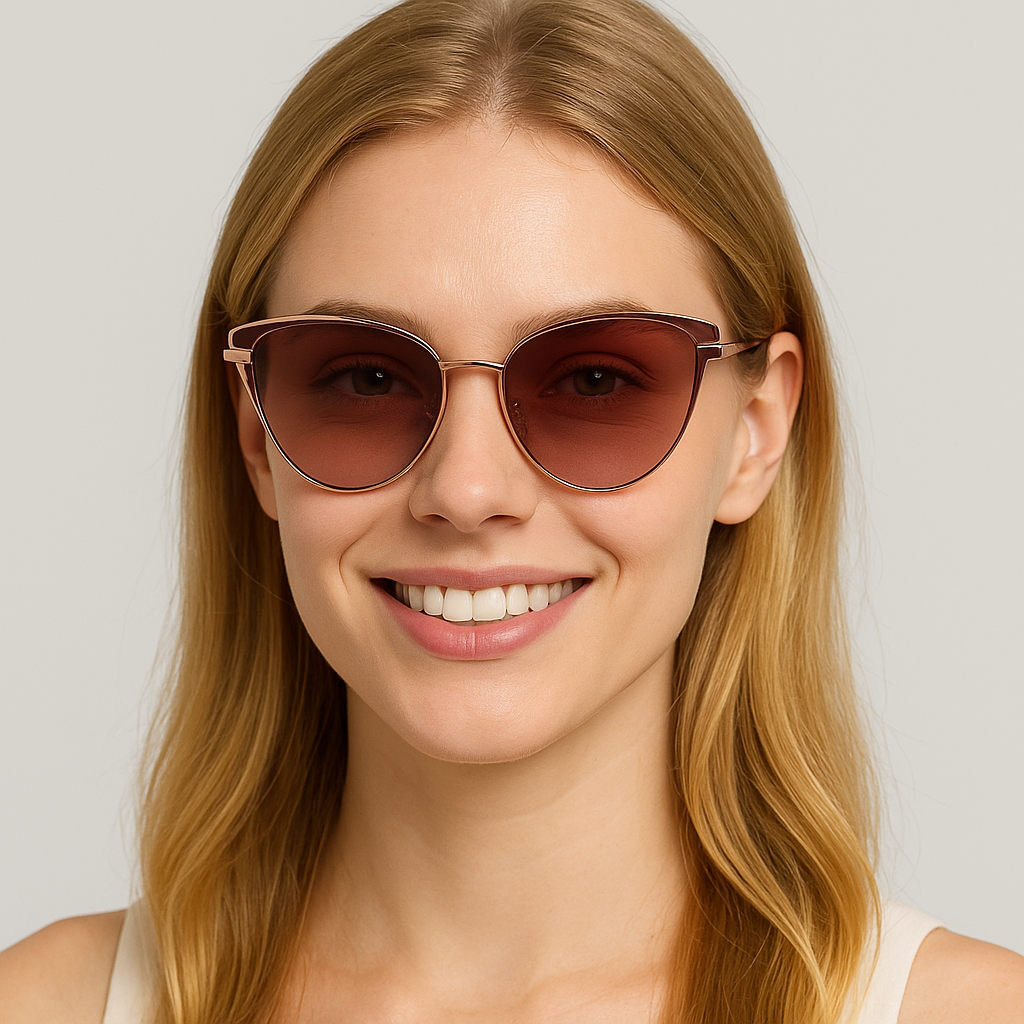 Women Cat Eye 2-in-1 Anti Blue Light UV400 Magnetic Clip-On Polarized Sunglasses # 95802