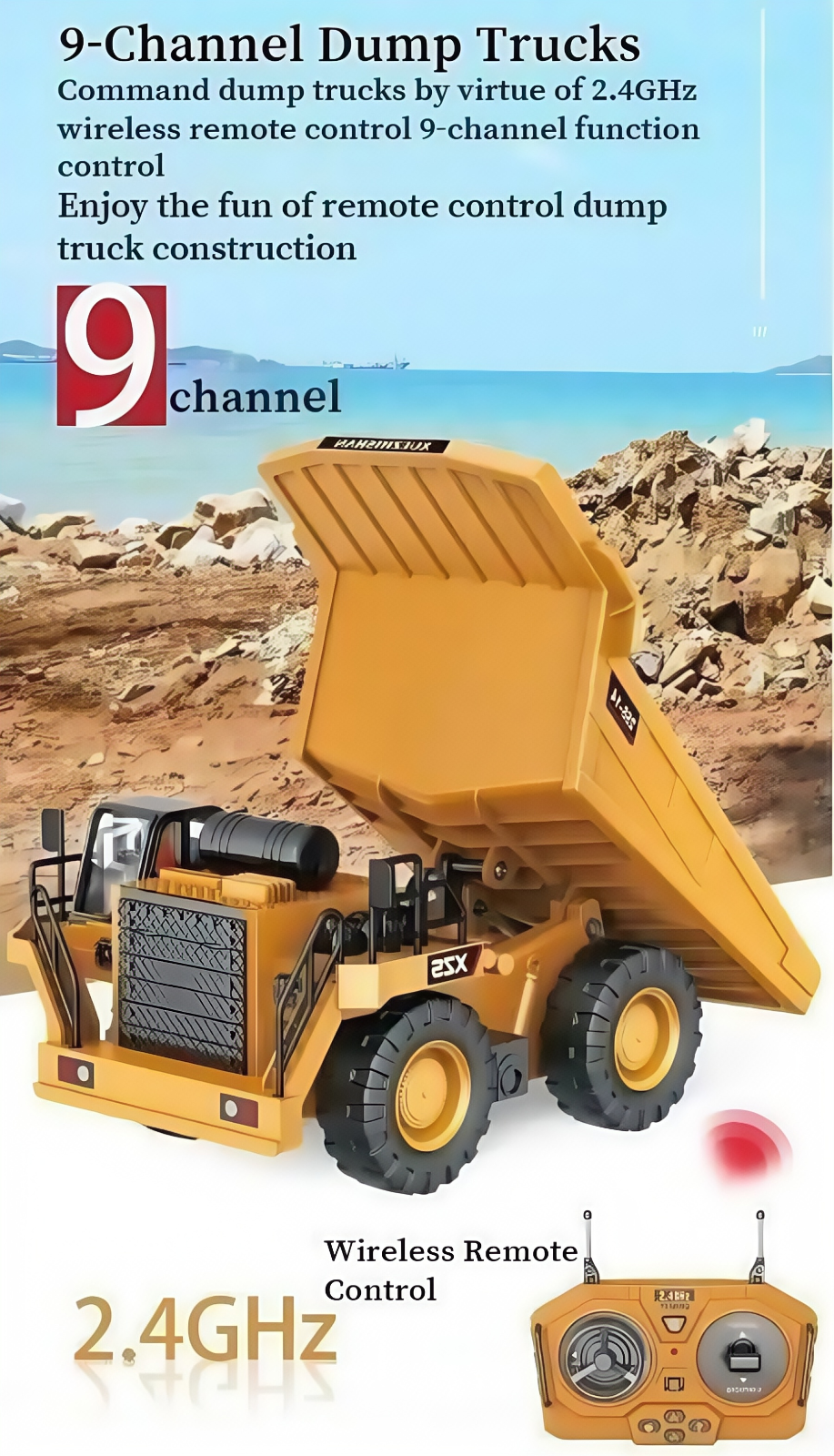 Remote Control Multi-Terrain Dump Truck Tipper Loader Bulldozer RC Toy Boys Gift