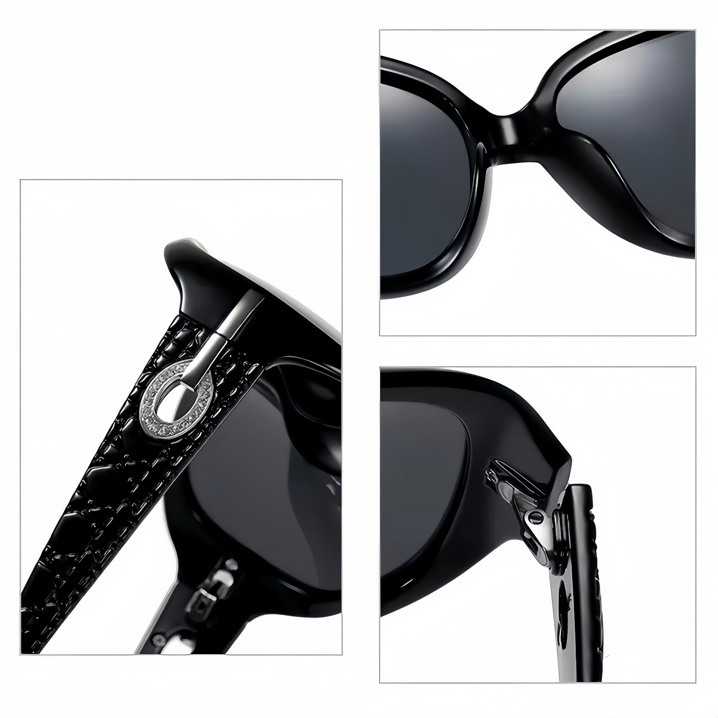 Women Diamond-Inspired Arms Anti-UV400 Polarized Sunglasses Travel Driving Beach # ST2012