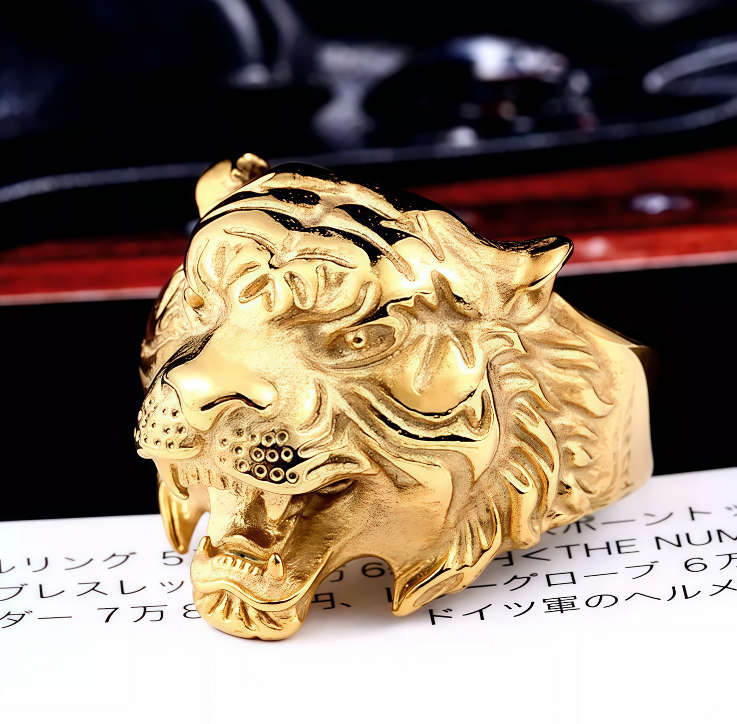 Men Tiger Head Symbol of Courage Leadership Wealth Strength Animal Engraved Ring # R31