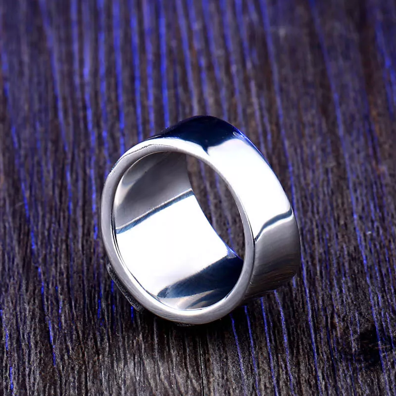 Men Vintage Statement Ring Octagon Cut Blue Green Gemstone Wide Band Punk Biker Jewelry # R216