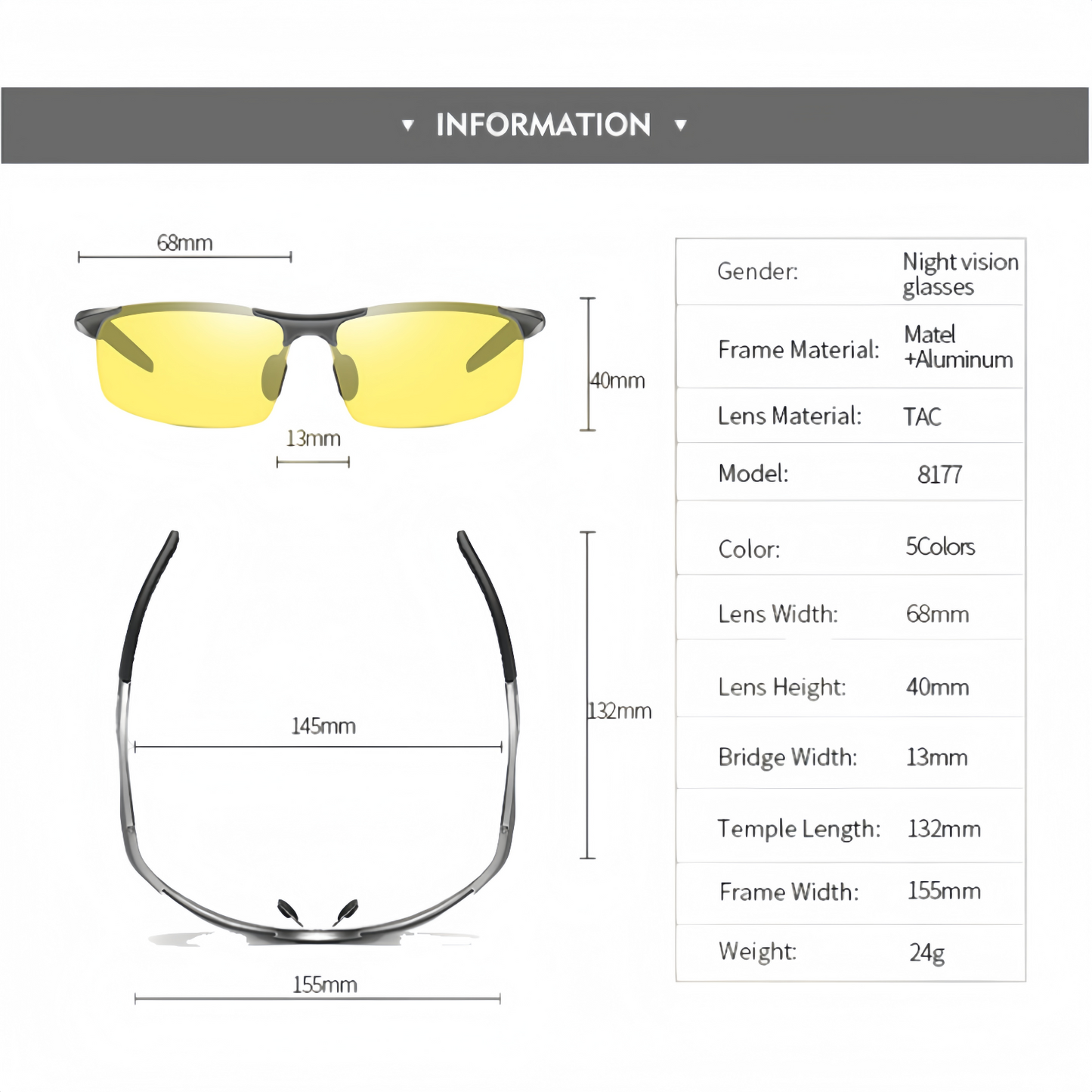Men's Lightweight Polarized Sunglasses Driving HD UV400 Anti-Glare Sport Fishing # 8177