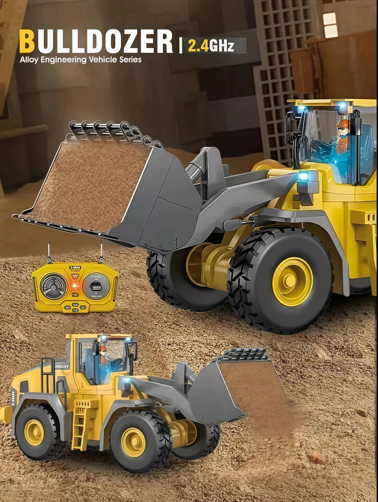 Remote Control Loader Electric Bulldozer Truck Boy Birthday Gift Idea Kid RC Toy