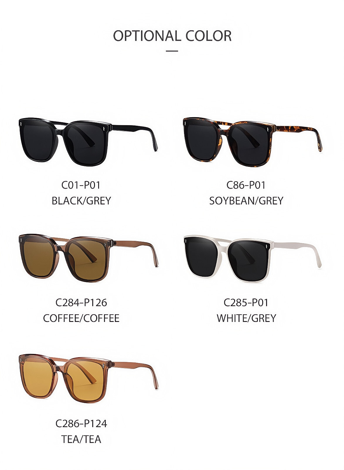 Women Stylish Outdoor Polarized Square Sunglasses UV400 Lightweight & Anti-Glare # TR6304