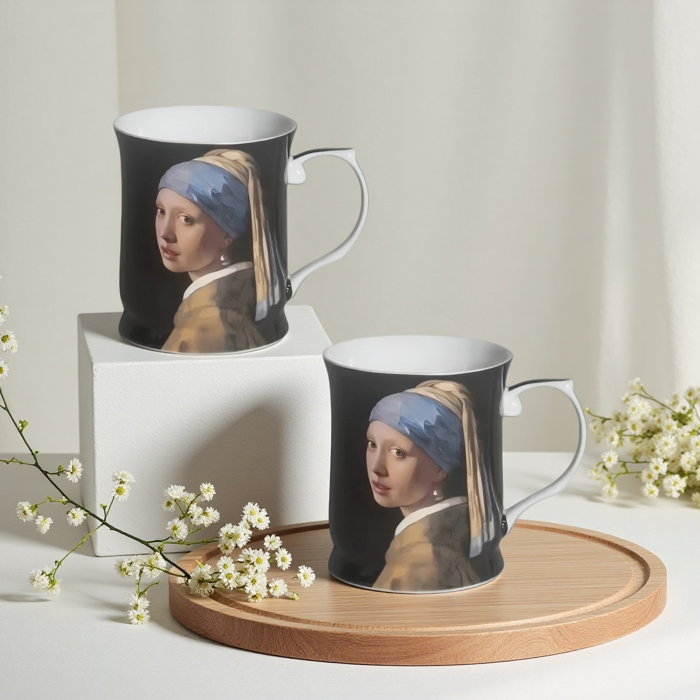 415cc Fine Porcelain Art Mug Classic Masterpiece Style Coffee Tea Cup Decor Gift # CW1696