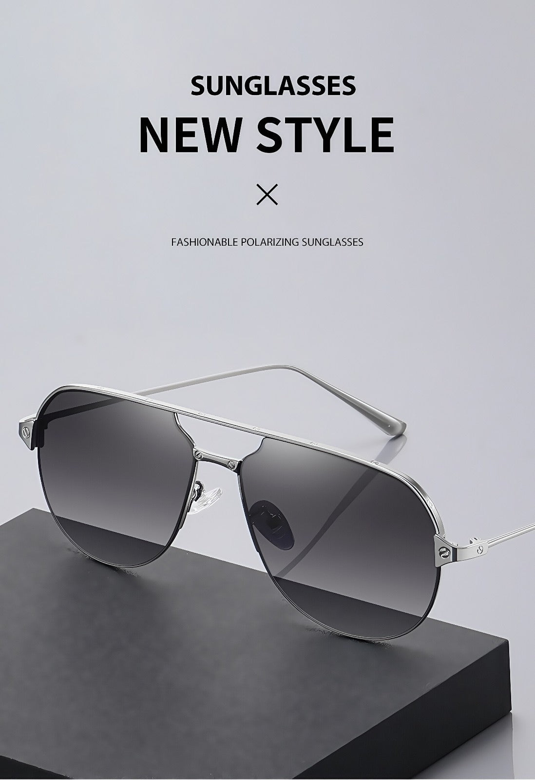 Men Polarized Aviator Sunglasses Lightweight UV400 Anti Glare Double Beam Design # JS8509