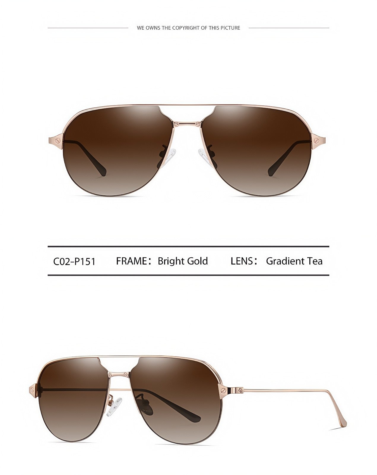 Men Polarized Aviator Sunglasses Lightweight UV400 Anti Glare Double Beam Design # JS8509