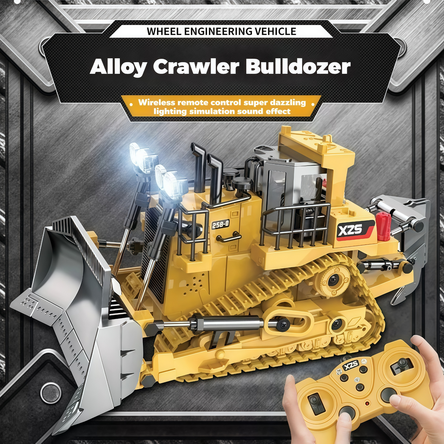 Remote Control Bulldozer Truck Tipper Loader Light & Sound RC Toy Boys Gift