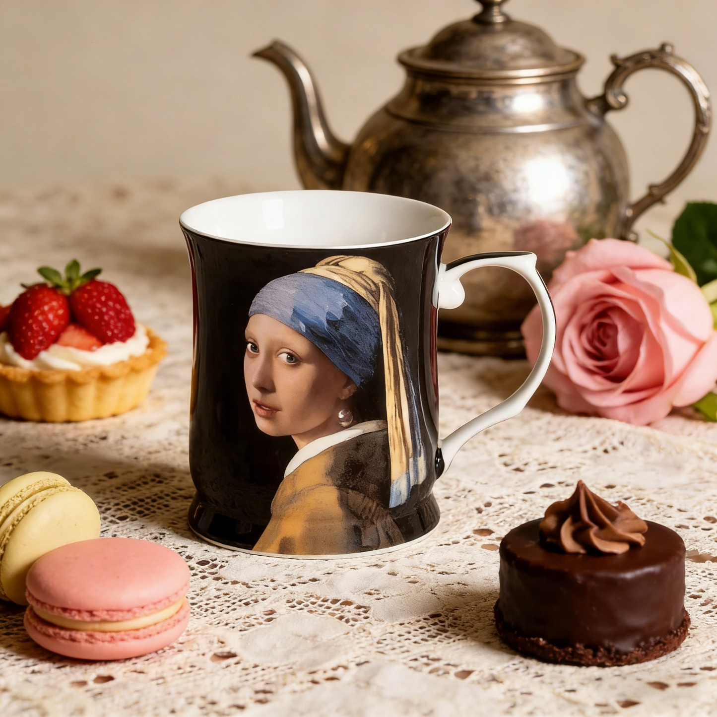 415cc Fine Porcelain Art Mug Classic Masterpiece Style Coffee Tea Cup Decor Gift # CW1696