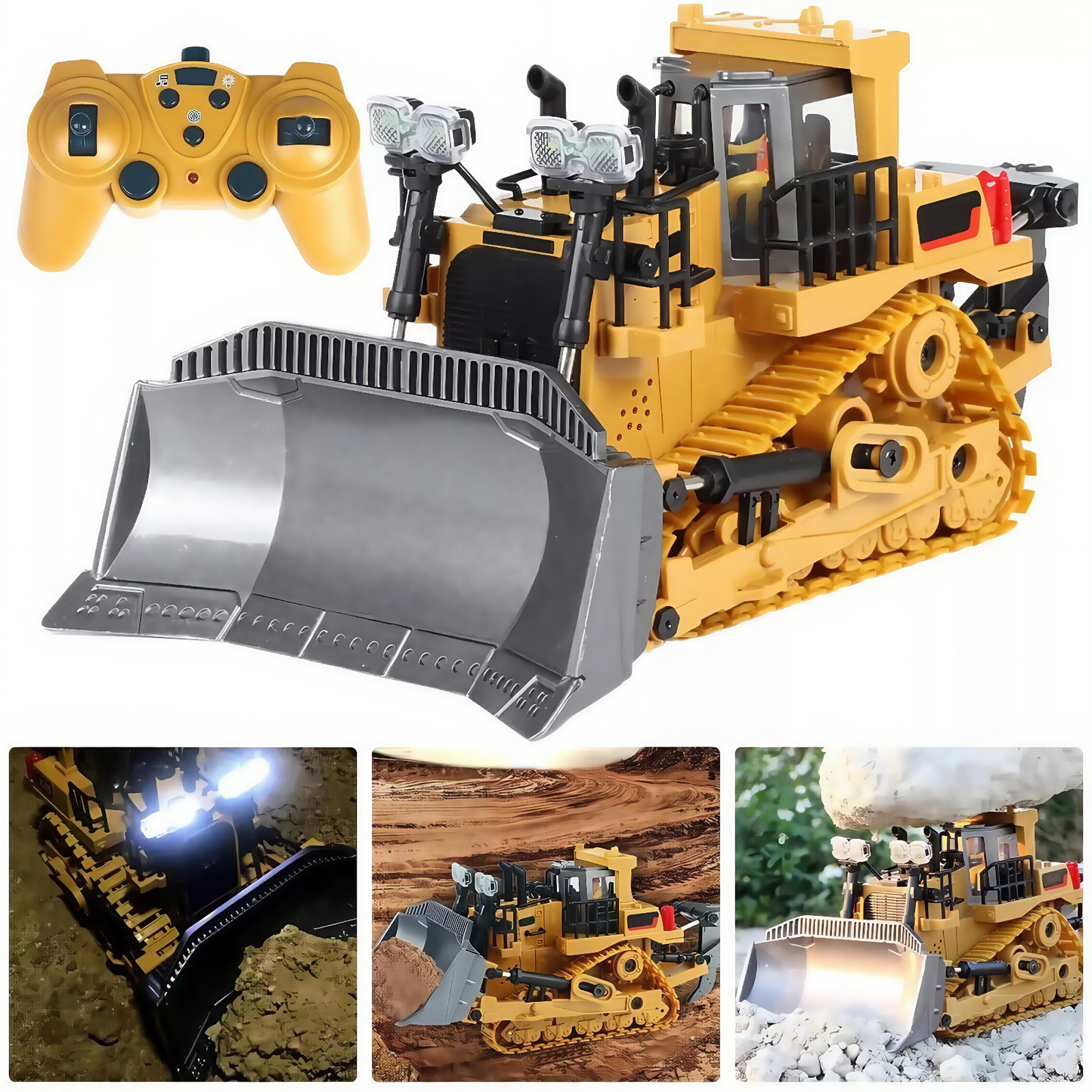 Remote Control Bulldozer Truck Tipper Loader Light & Sound RC Toy Boys Gift