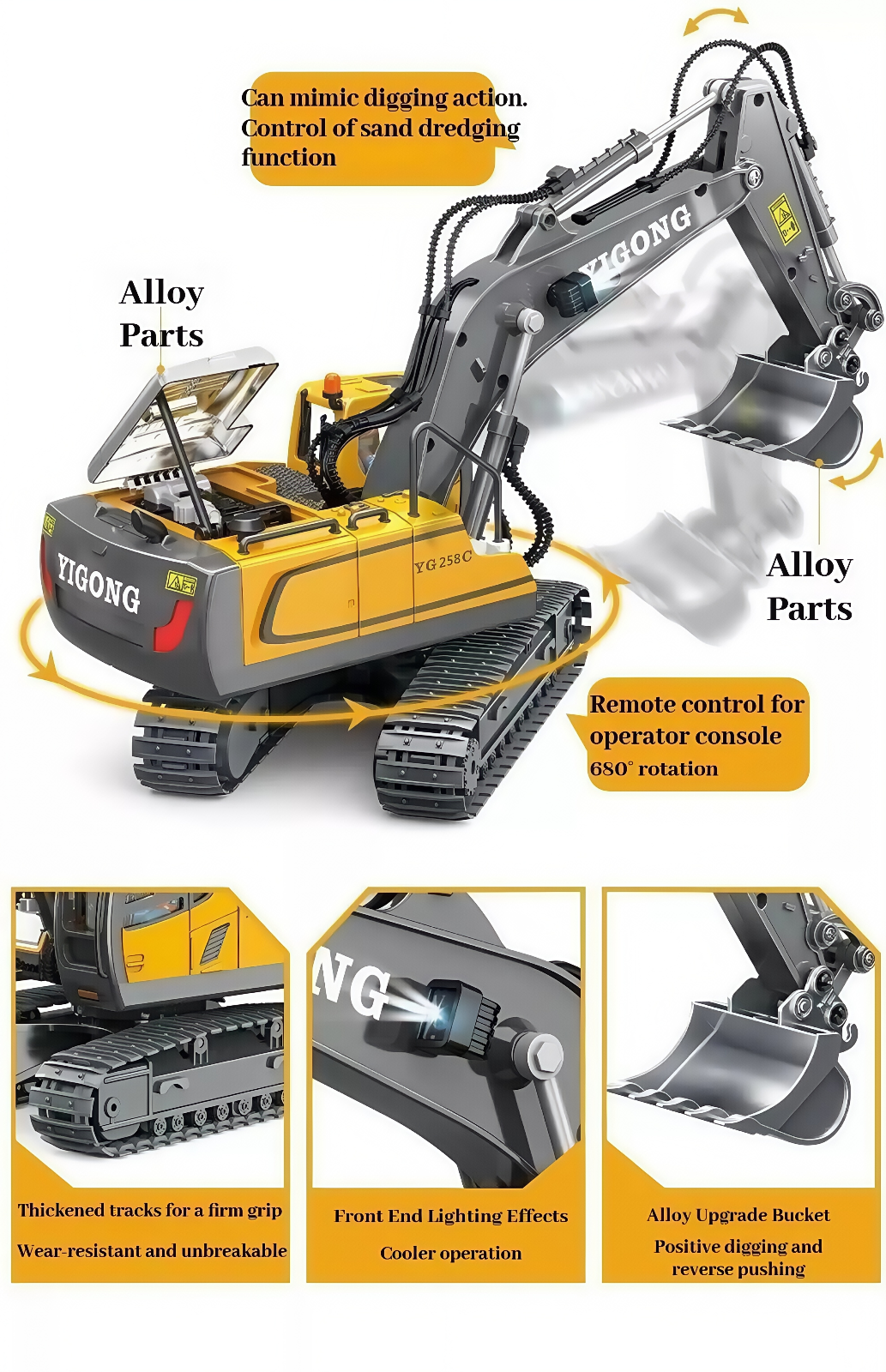 Construction Vehicle RC Toy Excavator Crawler Bulldozer Dump Truck Tipper Loader