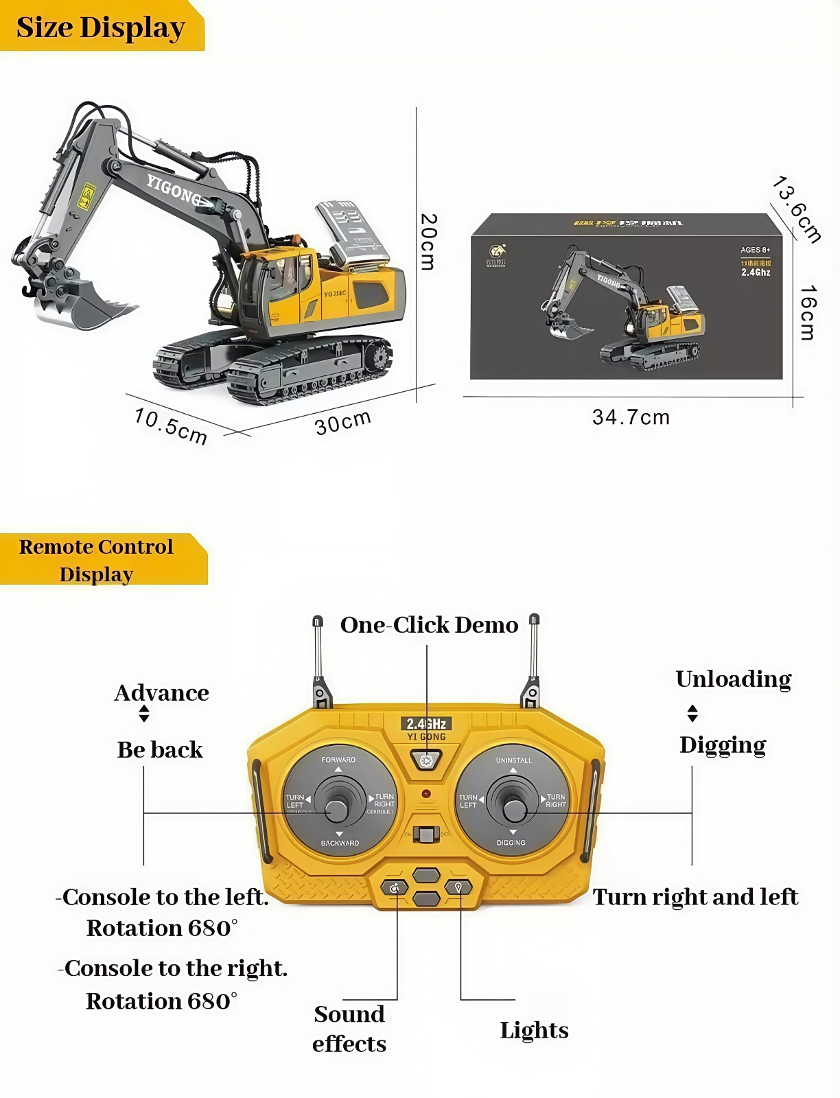 Construction Vehicle RC Toy Excavator Crawler Bulldozer Dump Truck Tipper Loader