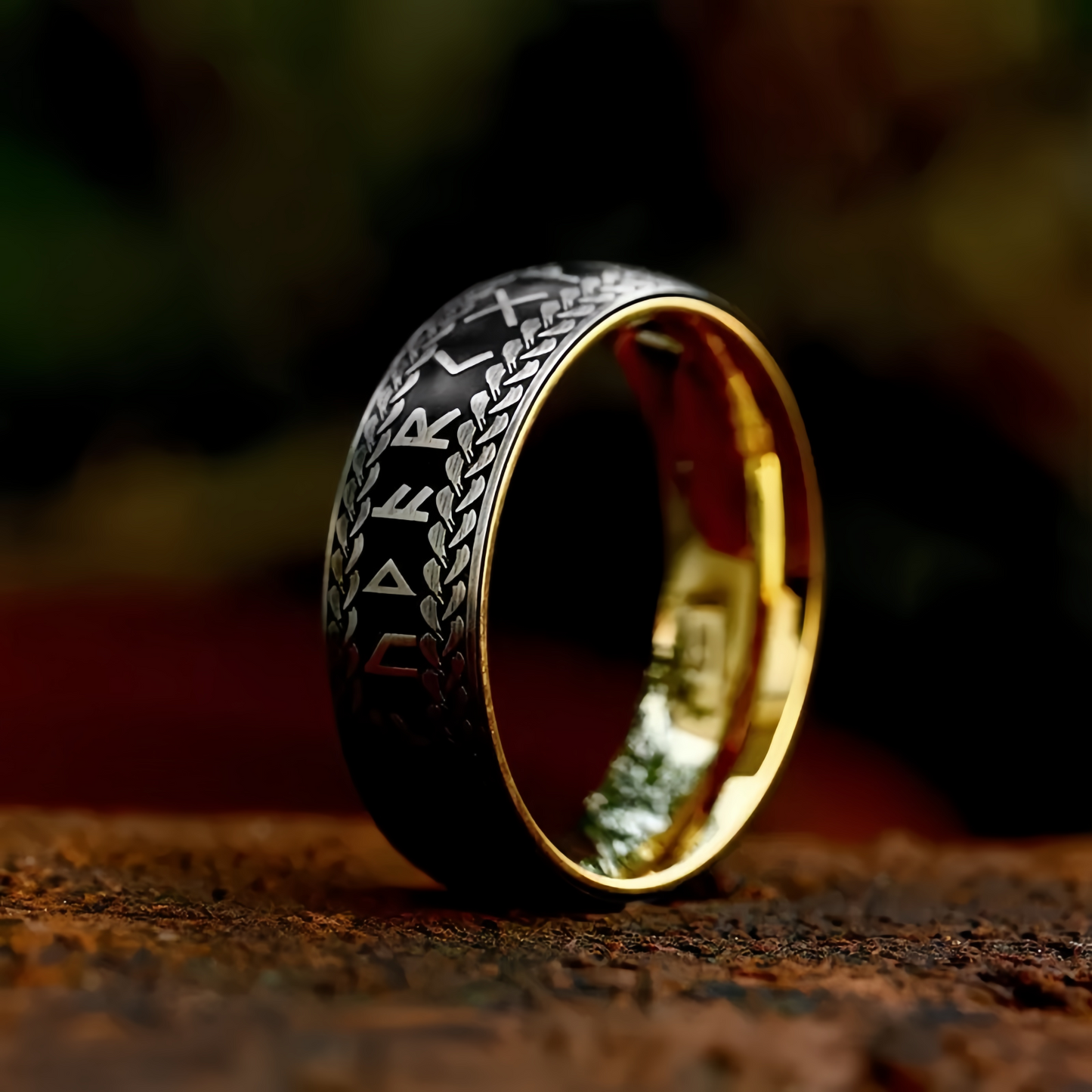 Men Norse Viking Rune Ring Engraved Protective Amulet Ancient Power Nordic Band R353