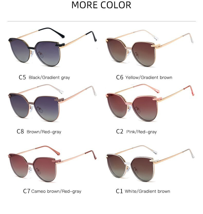 Women Cat Eye 2-in-1 Anti Blue Light UV400 Magnetic Clip-On Polarized Sunglasses # 95802