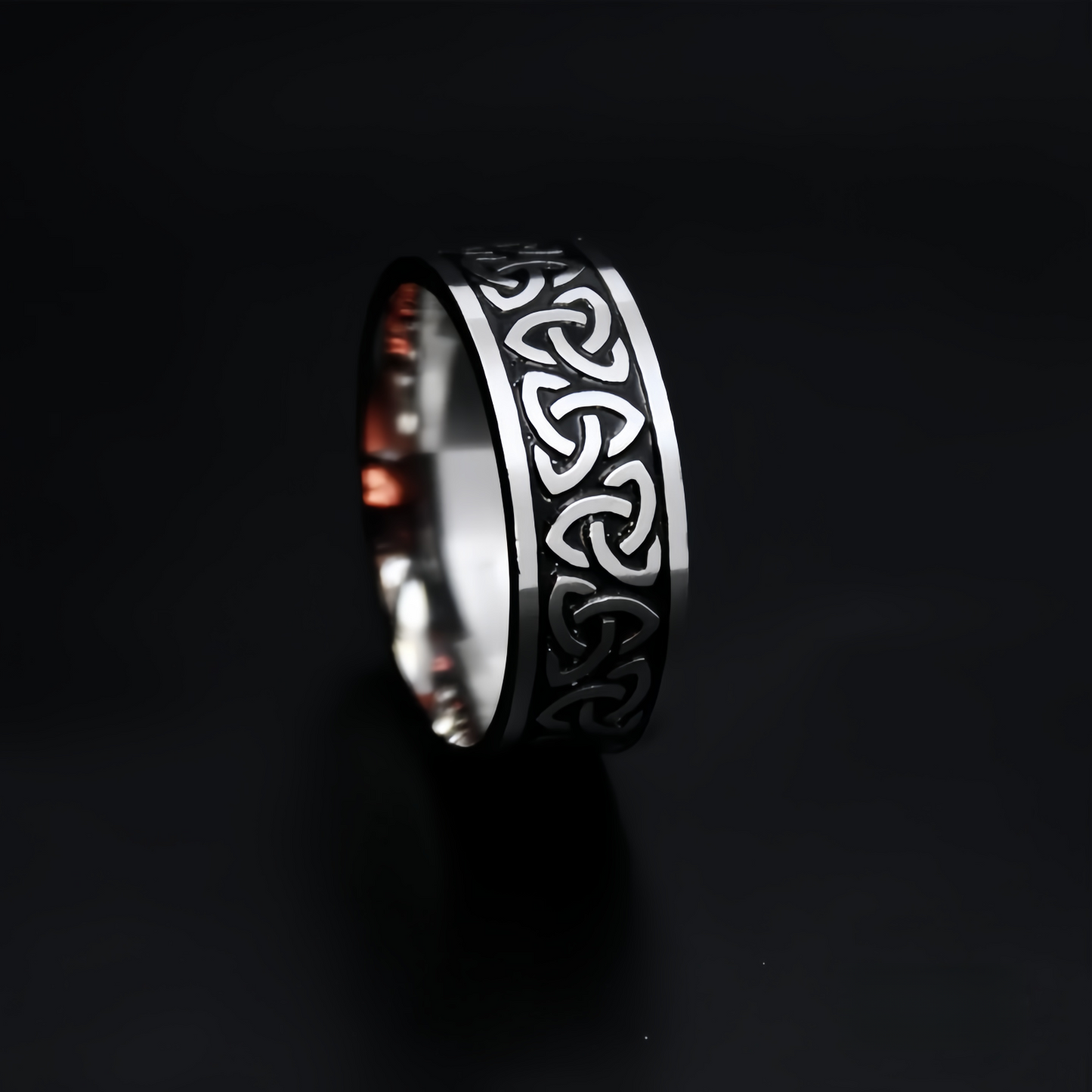 Men Viking-Inspired Celtic Trinity Knot Ring Band Symbol of Protection & Loyalty R292