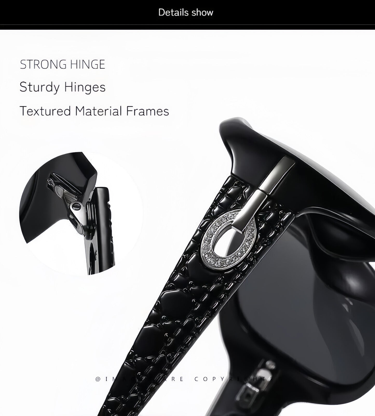 Women Diamond-Inspired Arms Anti-UV400 Polarized Sunglasses Travel Driving Beach # ST2012