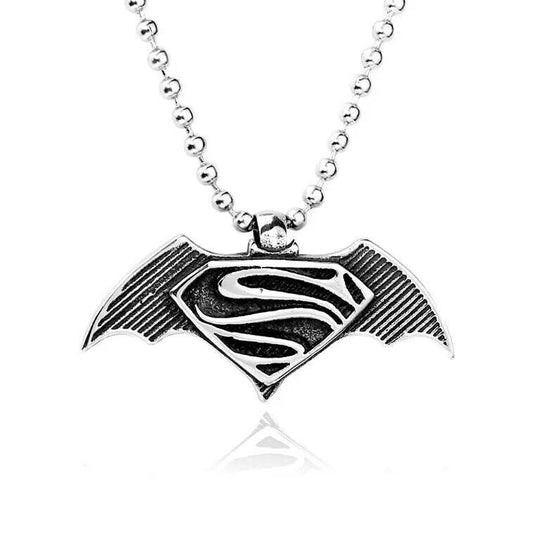 Men's Vintage Punk Batman Superman Pendant Necklace Heroic Strength Jewelry