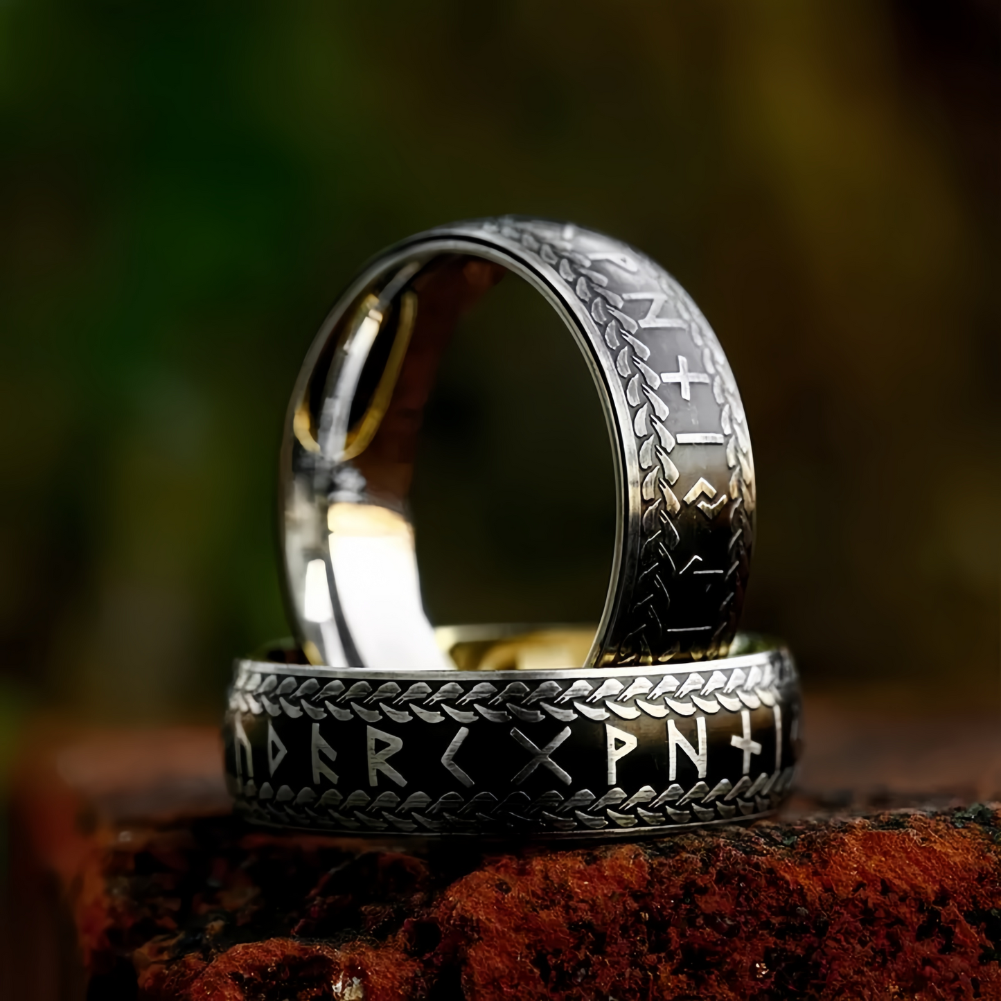 Men Norse Viking Rune Ring Engraved Protective Amulet Ancient Power Nordic Band R353