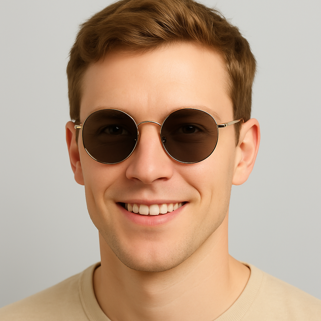 Men Retro Lightweight Circle Round Sunglasses UV400 Anti-Glare Hippie Aesthetics # 801