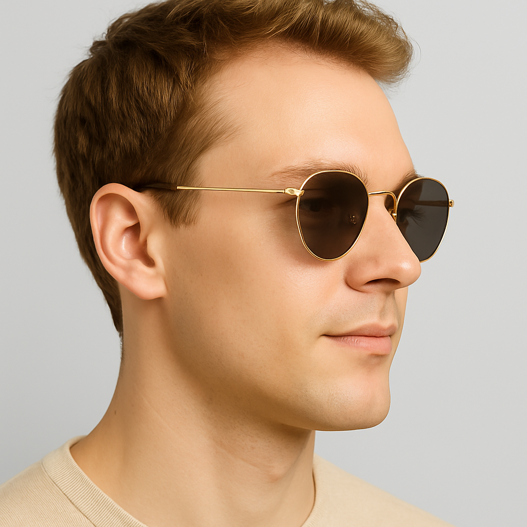 Men Retro Lightweight Circle Round Sunglasses UV400 Anti-Glare Hippie Aesthetics # 801