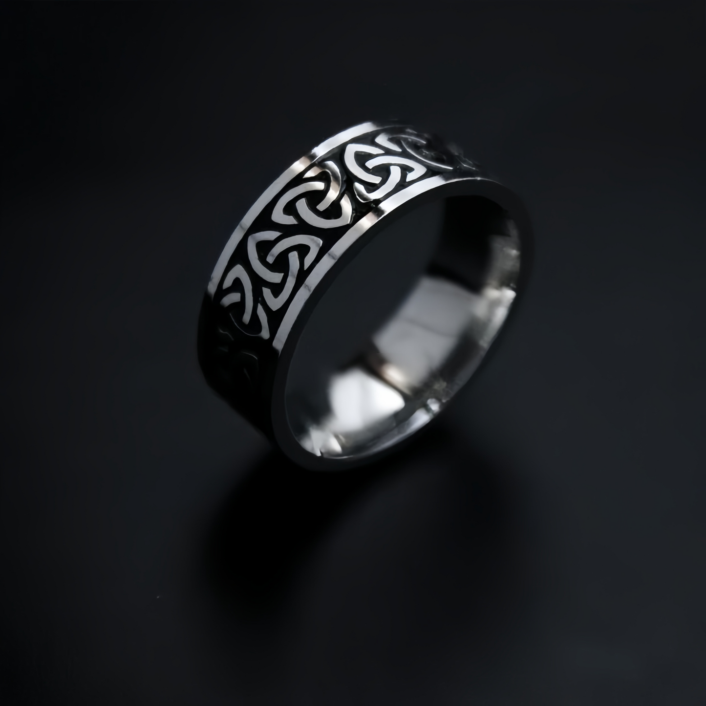Men Viking-Inspired Celtic Trinity Knot Ring Band Symbol of Protection & Loyalty R292