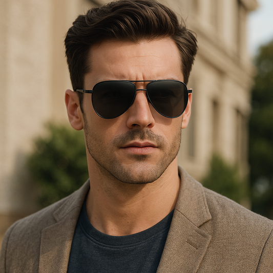 Men Flexible Temples Polarized Aviator Double Beam Anti-Glare Driving Sunglasses # JS8540