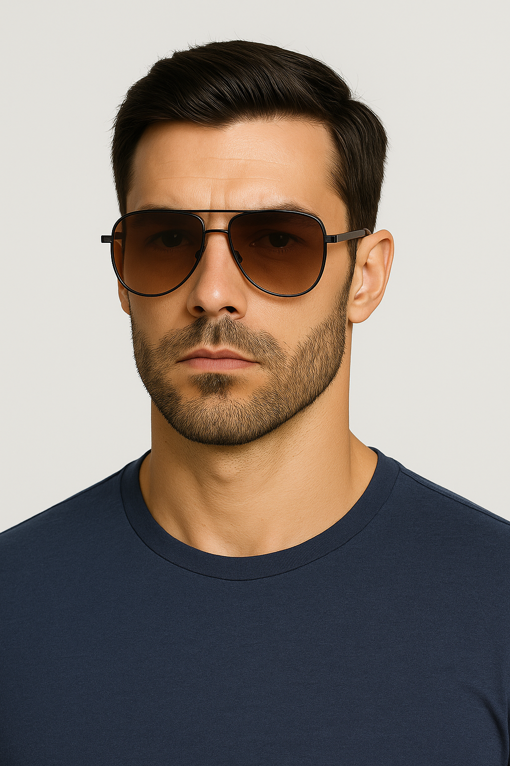 Men Flexible Temples Polarized Aviator Double Beam Anti-Glare Driving Sunglasses # JS8540