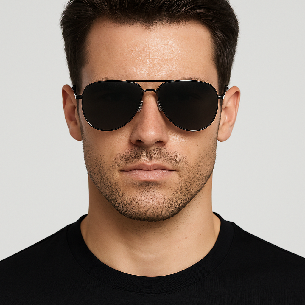 Men Flexible Temples Polarized Aviator Double Beam Anti-Glare Driving Sunglasses # JS8540