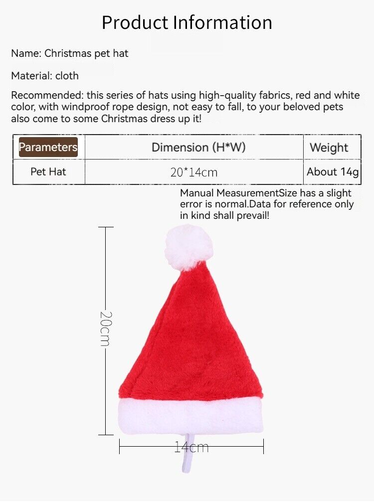 Pet Christmas Decoration Hats Cat Dog Headdress Flannel Shaggy Fluffy Xmas Hat