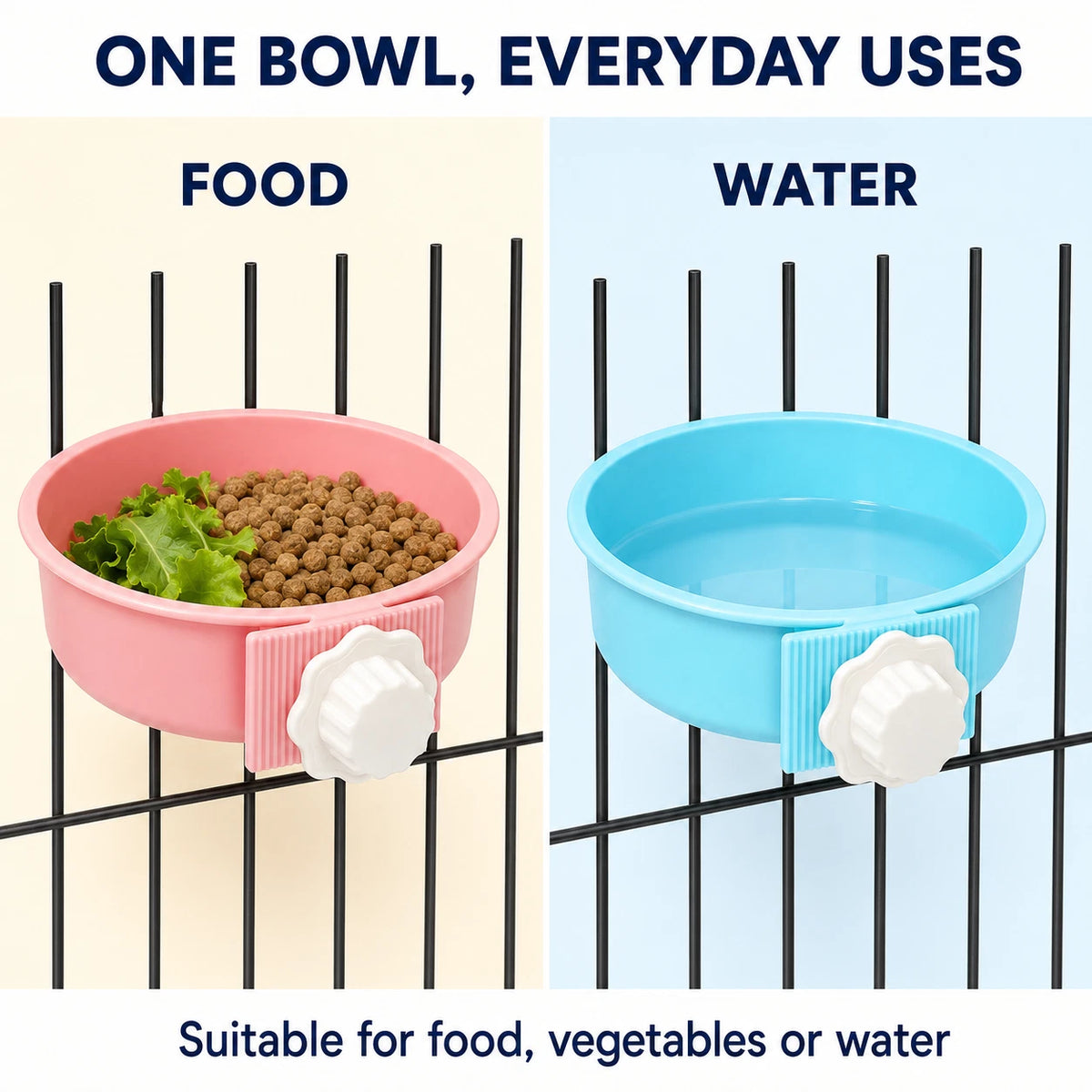 3 x 850ml Cage Hanging Pet Bowl Rabbit Guinea Pig Food Water Feeder Assorted