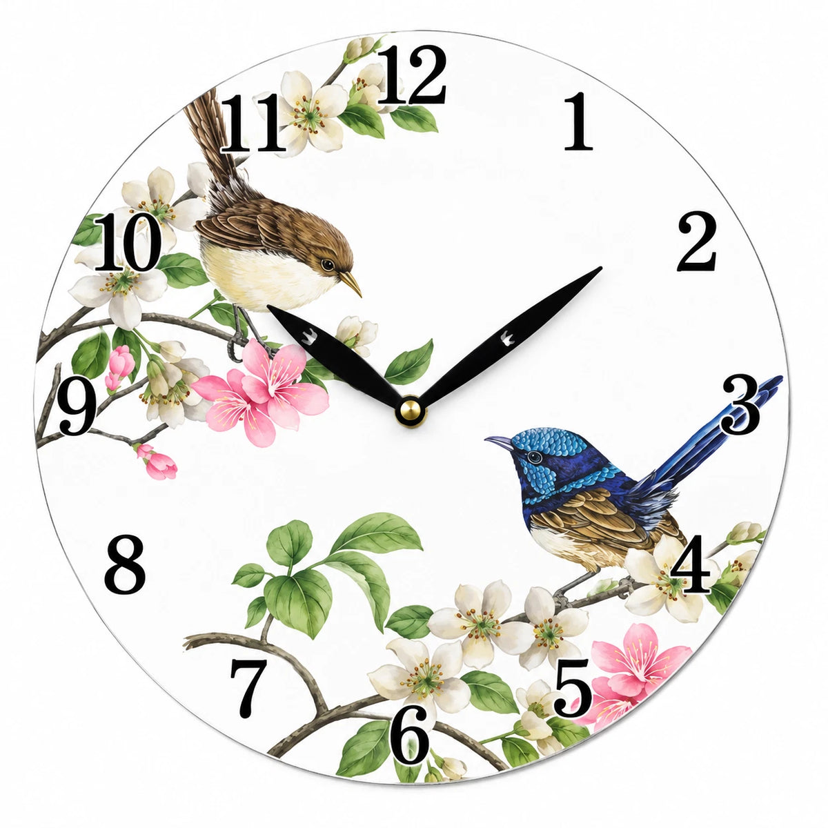 28.8cm Wall Clock Australian Birds Animal Wildlife MDF Round Home Decor