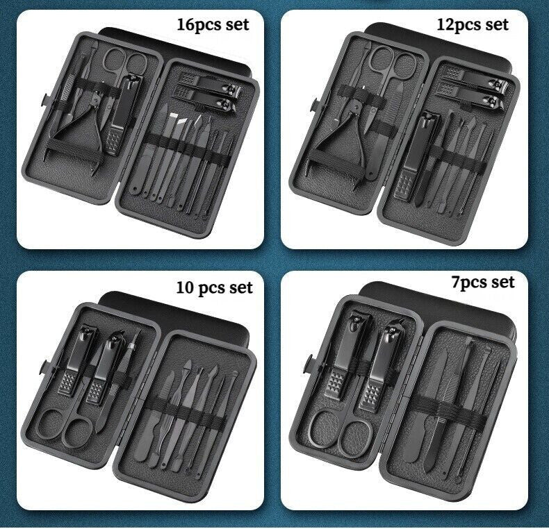 7/10/12/16/18 Pieces Professional Manicure & Pedicure Kit Nail Care Travel Grooming Set Home Use
