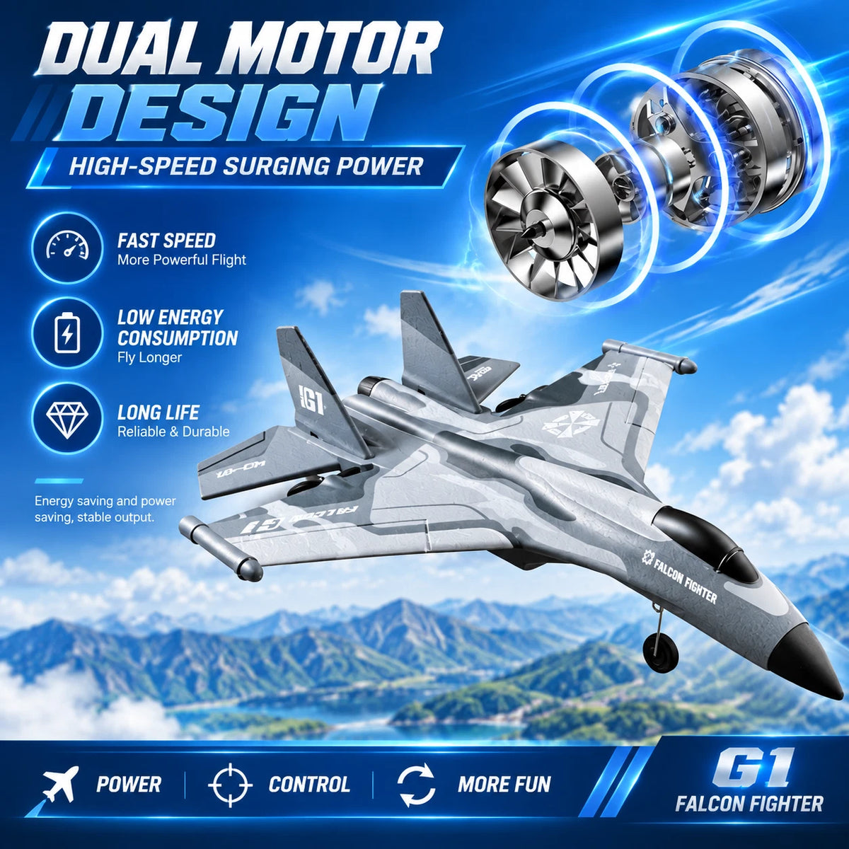 G1 3CH RC Fighter Jet Plane 2.4GHz Gyro Remote Control Aircraft Glider EPP Toy