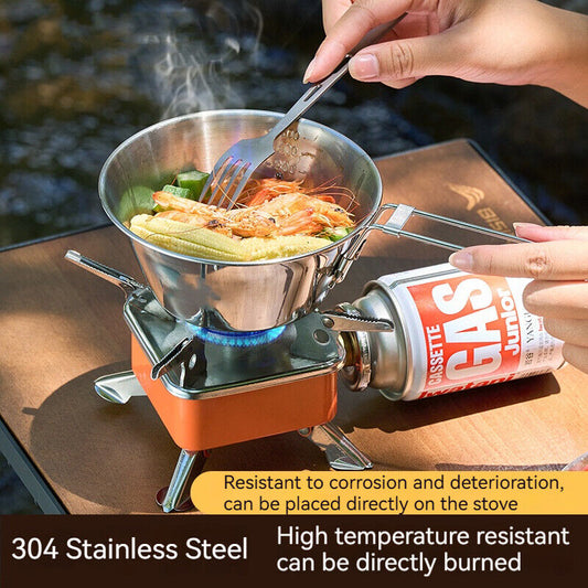 Camping Noodle Bowl Foldable Stainless Steel Hanging Cookware 300ml Outdoor