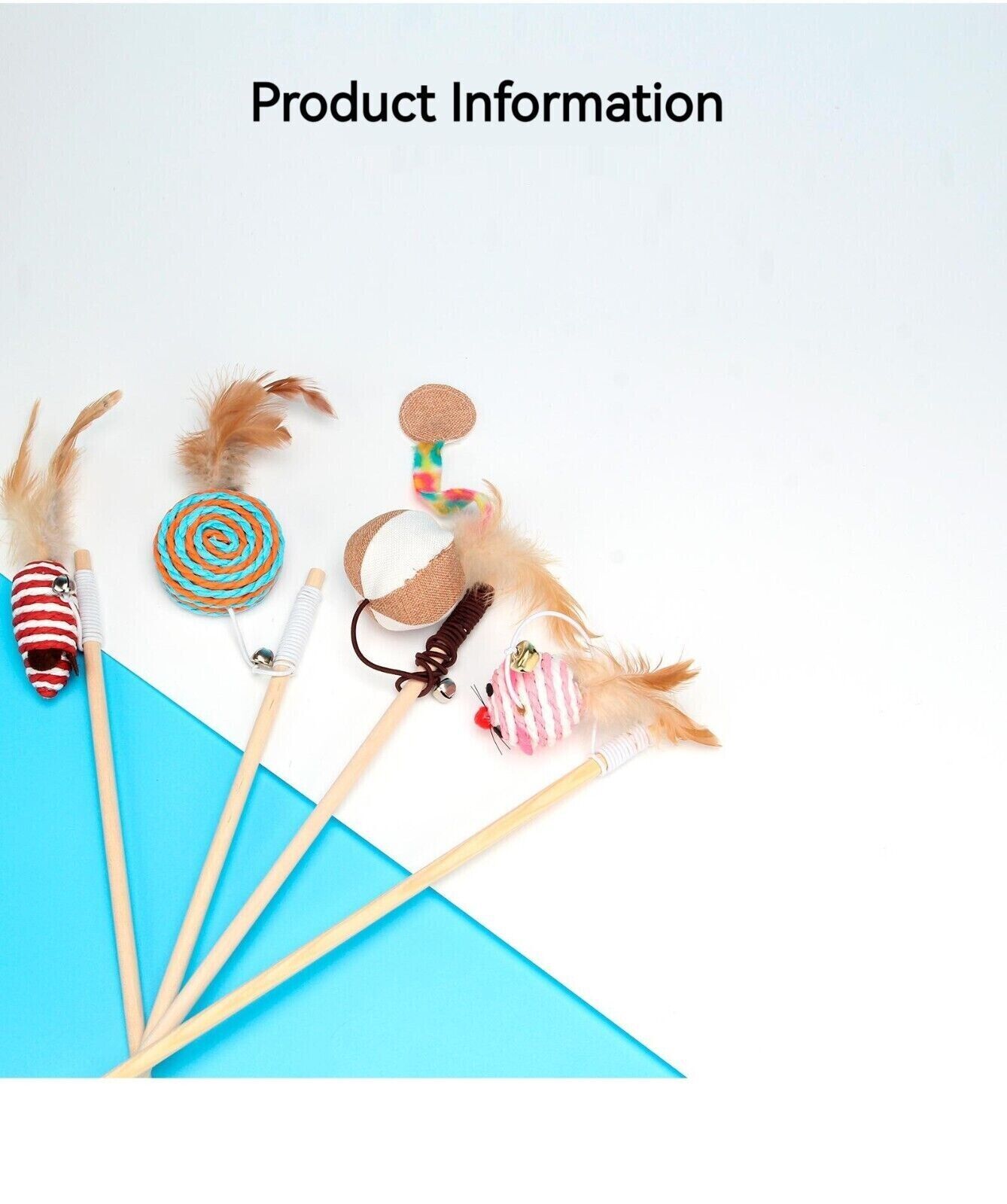 Feather Bell Mouse Interactive Tease Cat Stick Frosted Comfortable Pet Play Toy