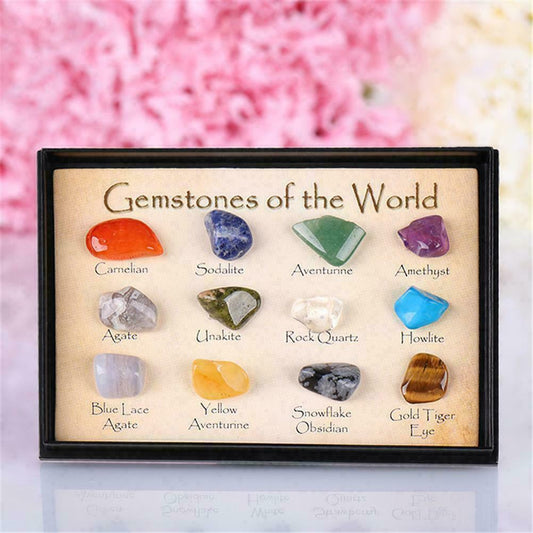 Gift idea Polished Healing Crystal Natural Gemstone Collection Stone Kit Set