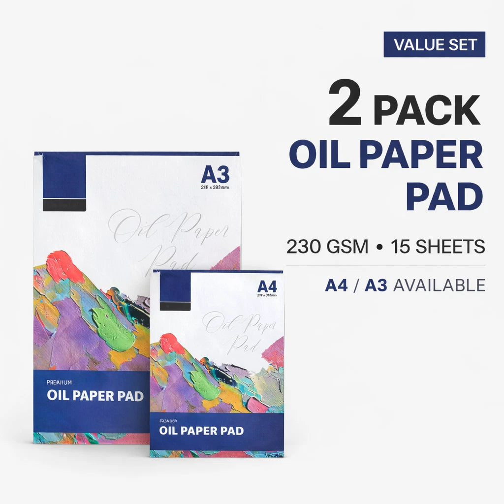 Oil Paper Pad A4 A3 Artist Painting Sketch Pad 15 Sheets 230gsm Art Works 2 Pack
