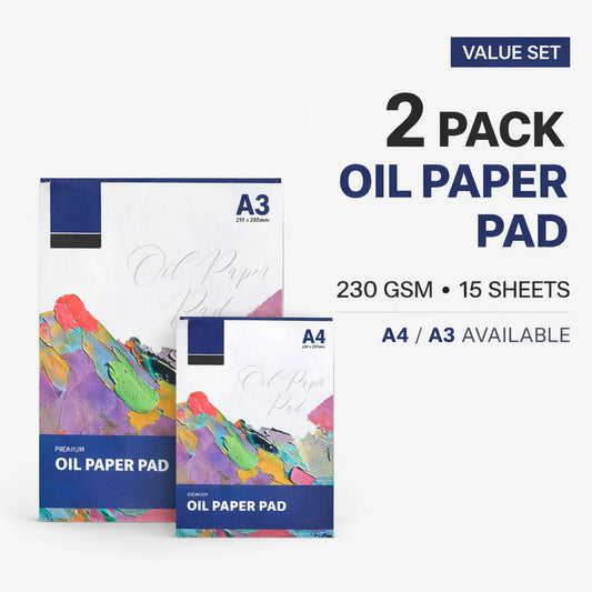 Oil Paper Pad A4 A3 Artist Painting Sketch Pad 15 Sheets 230gsm Art Works 2 Pack